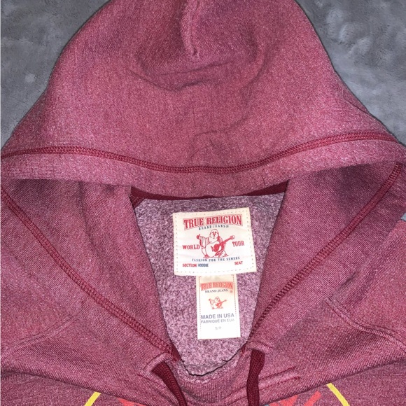 True Religion Logo Hoodie Heather Burgundy - Picture 12 of 13